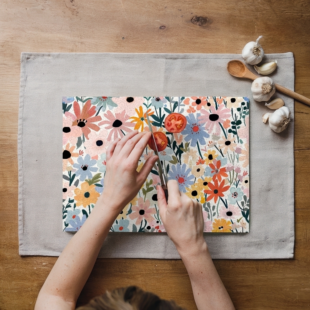 Colorful Floral Kitchen Cutting Board Size 11in. X 8in. - Picture 1 of 4